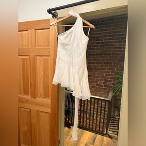 White Asymmetrical Scarf Dress